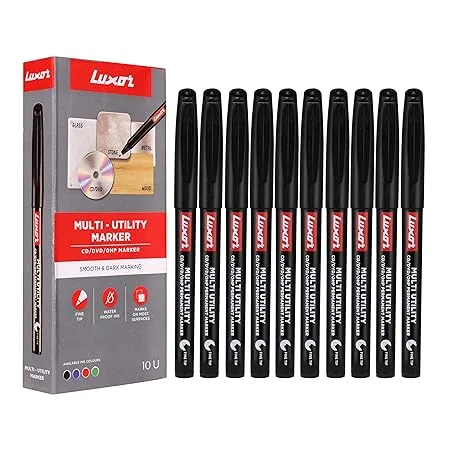 Luxor Multi-Utility Marker Pen - Black , Pack of 5 view 2